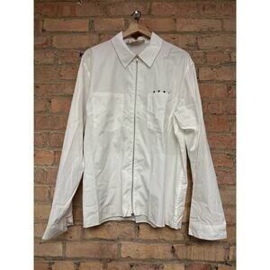 Marni White Organic Poplin Zip Shirt with Hidden Logo